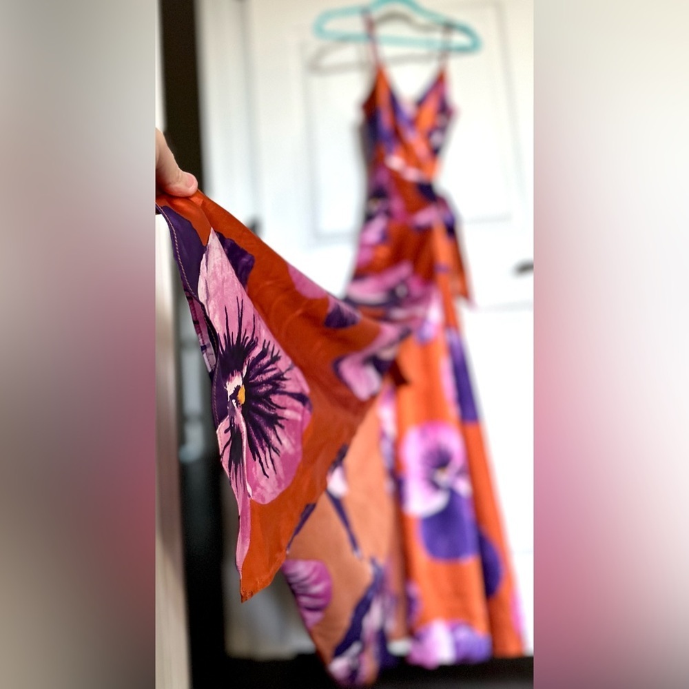 Anthropologie Hutch Satin Floral Maxi Dress NWT XS Vacation Event - Picture 7 of 16